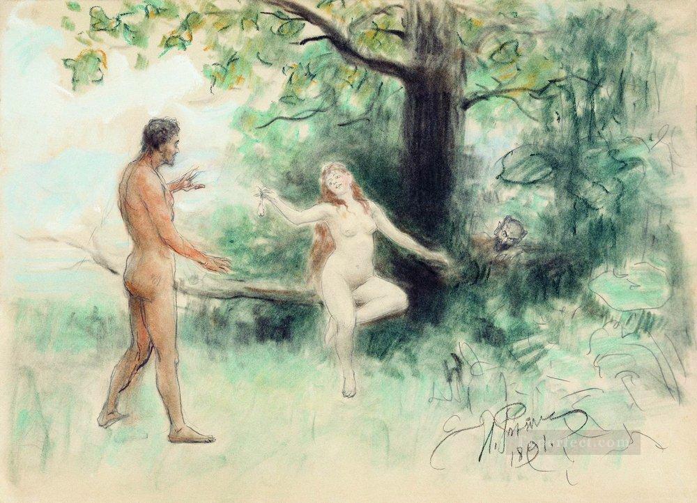 temptation 1891 Ilya Repin Impressionistic nude Oil Paintings
